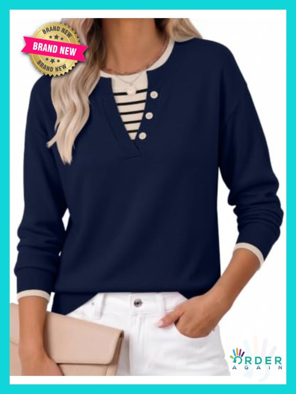 Zeagoo Womens Crew Neck Pullover Sweater Long Sleeve Ribbed Knit Casual Top